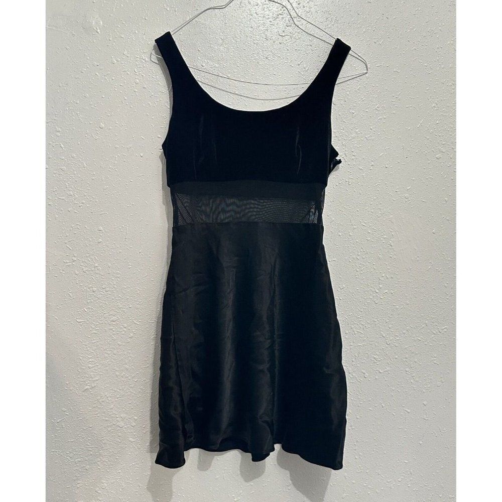 Vtg 80s Zum Zum Womens S Black Party Dress Velvet Sheer Waist Satin Skirt Goth